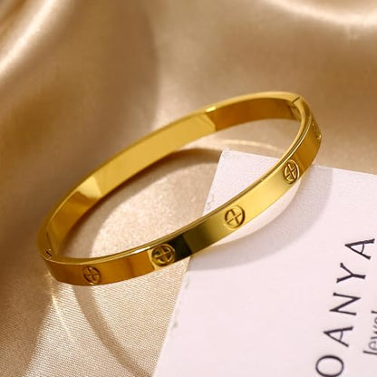 Women's Stainless Steel 18K Gold-Plated Cubic Zirconia Bracelet, Love and Friendship Jewelry Bracelet, Cuff Crystal Jewelry for Mother's Day, Father's Day, Valentine's Day, the Best Gifts for Married and Birthdays - color: Cross Gold