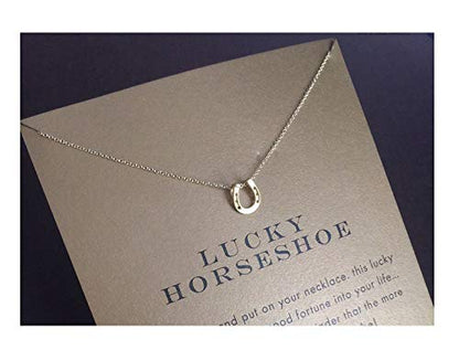Baydurcan Friendship Anchor Compass Necklace Good Luck Elephant Pendant Chain Necklace with Message Card Gift Card - style: Horseshoe