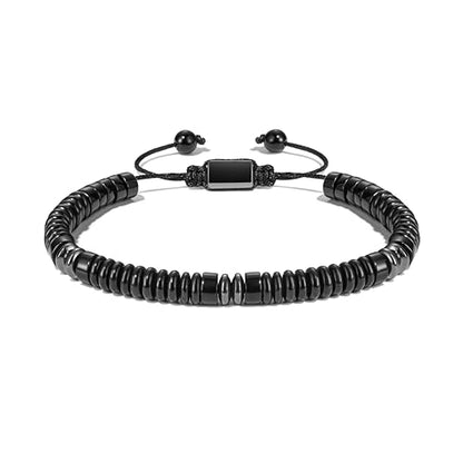 Natural Stone Beaded Bracelet for Men Women Boho Adjustable - color: Obsidian