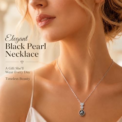 NONNYL Necklace Gifts for Women-Mothers Day Gift for Mom Her Wife Coules Girlfriend-Gifts for Wife Women Wedding Birthday Anniversary Jewelry, Christmas Day Valentine's Gift, Pearl Necklaces - color: Heart black pearl necklace