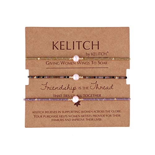 KELITCH 3 PCS Natural Pearls Bracelets Women Strand Thin Rope Friendship Bracelets Handmade Stack Charm Bracelets - color: 02P