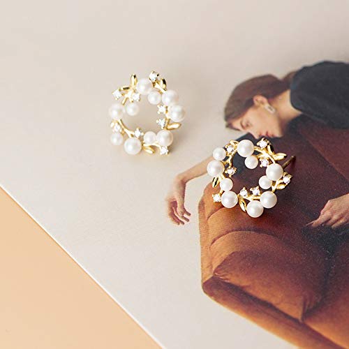 Elegant Pearl Stud Earrings S925 Sterling Silver Dainty CZ Crystal Birthstone Anadem Flower Wedding Earring Ear Piercing Leaf 18K Gold Plated Jewelry for Women Hypoallergenic