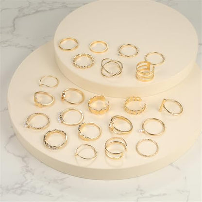 Knuckle Rings Set for Women, Dainty Stackable Midi Rings Simple Stacking Joint Finger Rings Pack Adjustable Cute Butterfly Heart Rings Mixed Size - style: A-22Pcs