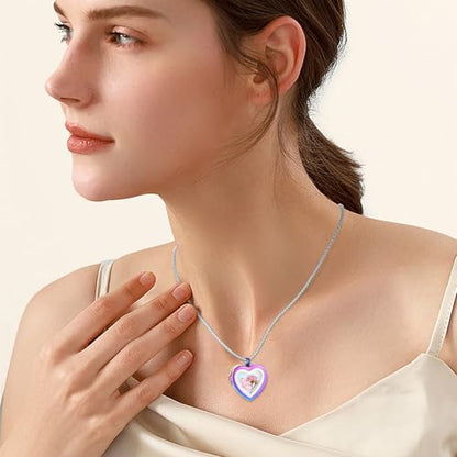 Oinsi Cremation Locket Necklace For Ashes Of Loved One Carry Photo Glass Memorial Urn Jewelry 316L Stainless Steel Keepsake Gifts - color: B-Colorful