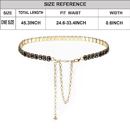 ILuvatar Green Glass Diamond Chain Belt - Metal Women's Western Style Dress Belt - color: Rs-bk