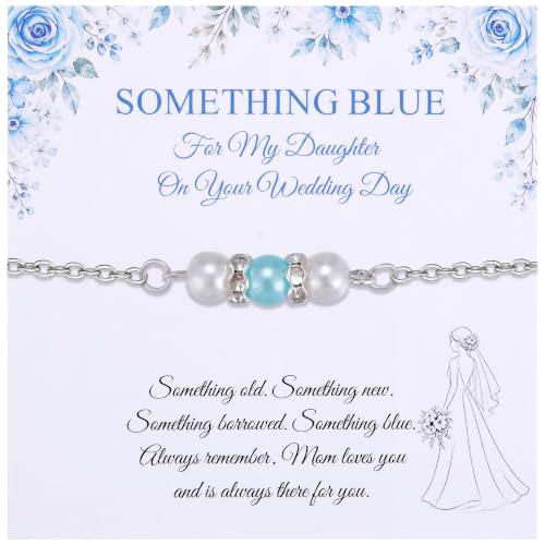 Ralukiia Something Blue Anklet for Bride, Walk Down the Aisle Anklet, Wedding Day Foot Jewelry, Something Blue Wedding Gifts for Bride, Bridal Ankle Bracelet, Bridal Shower Gift - color: My Daughter Silver