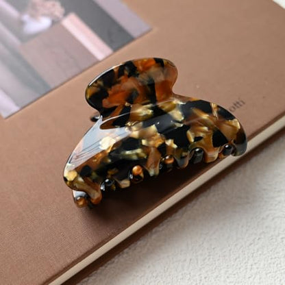Handmade Celluloid Acetate French Design Barrettes Tortoise Shell Claws Hair Claw Luxury Fashion Accessories Hair Clip for Women (black gold) - color: black gold