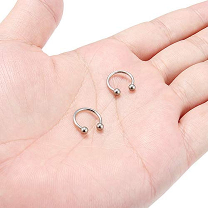 SCERRING 2-8PCS 16G G23 Titanium Horseshoe Septum Ring Nose Rings Hoop Helix Daith Cartilage Tragus Earrings Nipple Eyebrow Body Piercing Jewelry 8mm 10mm 12mm 14mm - style: 2PCS - 16G 10mm