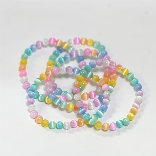 Angelstones Gemstones 6mm Round Beads Healing Crystal Bracelet for women | Natural Gemstone, Handmade Gifts for Women, Healing Crystal Round Beaded Stretch Bracelets, Unisex Jewelry for Women and Men - color: Aqua Aura Selenite