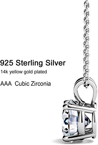 AllenCOCO 925 Sterling Silver Necklace for Women Trendy, AAA+ Cubic Zirconia Pendant Necklace Hypoallergenic 14K Gold Plated 925 Sterling Silver Minimalist CZ Necklace for Women Jewelry Gifts