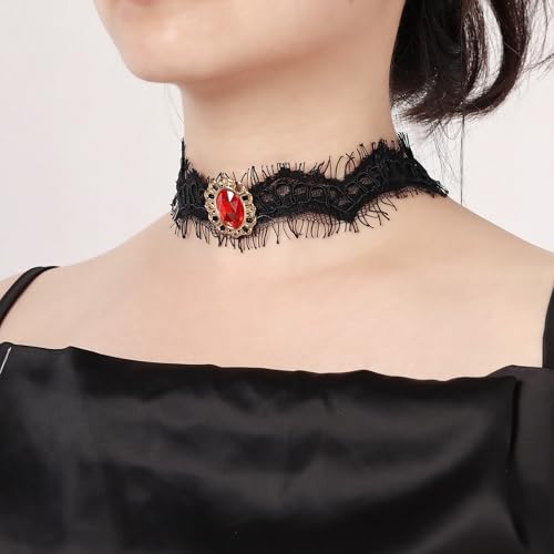 MILAKOO Lace Tattoo Choker for Women Elegant Goth & Elegant Necklace Collarbone Pearl Pendant Collar - color: Black C