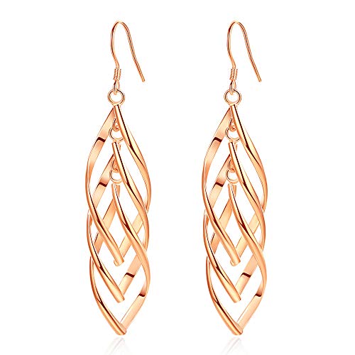 Sterling Silver Plated Earrings Dangle Earrings Linear Drop Statement Earrings for Women - color: ROSE GOLD