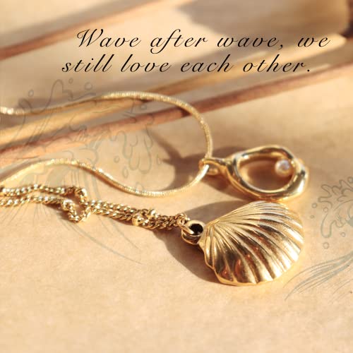 Jean Beau Dainty Pendant Necklaces for Women, Cute Chain Necklace Jewelry Gift - color: Shell