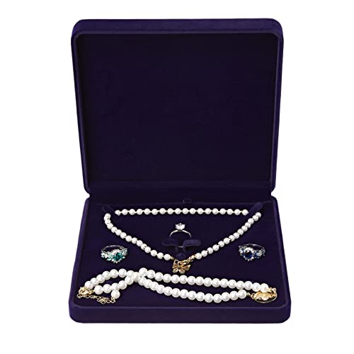 LETURE Velvet Jewelry Set Box, Velvet Gift Box for Bracelet Necklace Earring Ring (Blue) - color: Blue