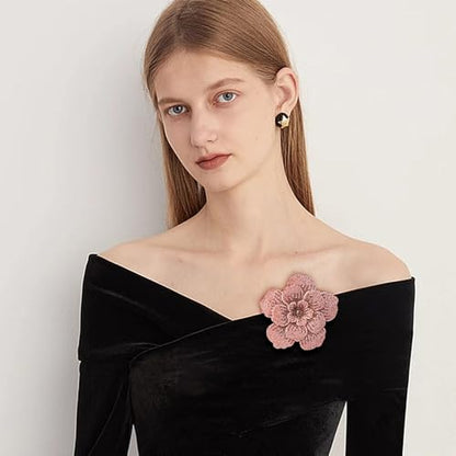 Rhinestone Flower Brooch Pin for Women Men Elegant Sparkly Crystal Camellia Floral Lapel Pins Shawl Dress Suit Clothes Accessories Wedding Party Fashion Jewelry 105mm - color: Pink