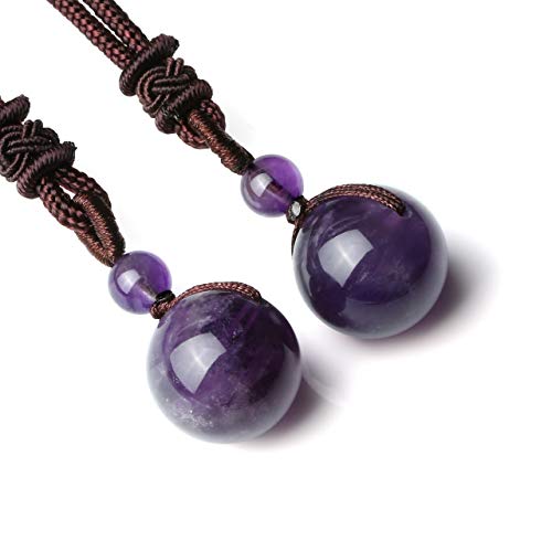 Jovivi Healing Crystals Necklace Natural Tiger Eye Amethyst Lucky Blessing Protection Chakra Beads Stone Pendant for Women Men Adjustable - color: Amethyst