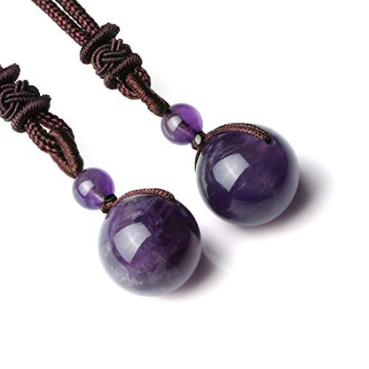Jovivi Healing Crystals Necklace Natural Tiger Eye Amethyst Lucky Blessing Protection Chakra Beads Stone Pendant for Women Men Adjustable - color: Amethyst