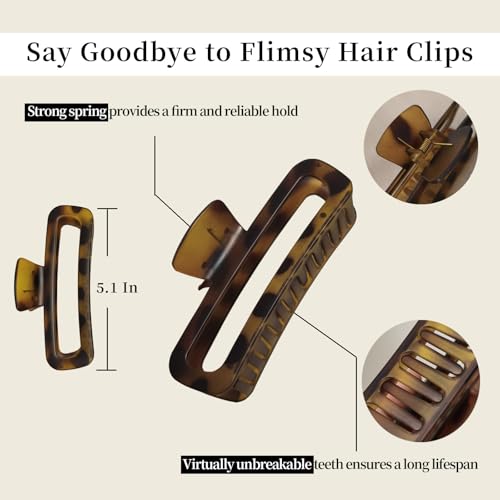 5 Inch Hair Claw Clips Extra Large Square No Slip Big Matte & Glossy XL Rectangle Clip for Thick Curly Long Hair Women, 4 Pack - color: A4 5 inch