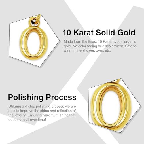 Gold Puffed Initial Letter Charm - 10 Karat Gold - 3D Bubble Letter Pendant - style: Letter o