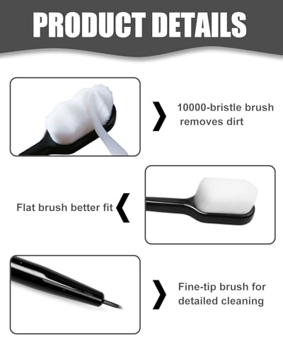 Jewelry Cleaning Kit with Cleaning Brushes and Velvet Polishing Cloths - color: 5 Piece Black