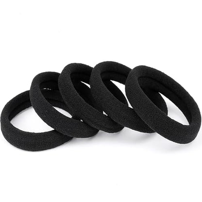Black Hair Ties No Damage No Pull 100PCS Extra Thick Elastics Hair Bands Large Ponytail Holders for Women Girls Thick Heavy Curly Hair