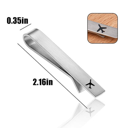 Mens Airplane Tie Clip for Boyfriend Husband Son Flight Attendant Accessories for Men - style: Silver base model