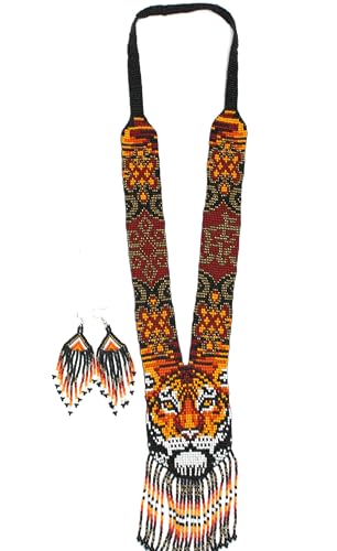 Long Beaded Necklace – Boho Native Handmade Seed Bead Tassel Necklace, Bohemian Large Statement Beaded Necklace for Women and s - color: Pattern 7