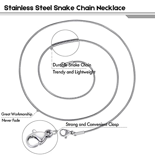 12 Pack Necklace Chains 16 Inches Stainless Steel Snake Chain Necklace with Lobster Clasps for DIY Jewelry Making, 1.2 mm - size: 16 Inches