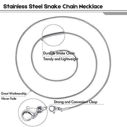 12 Pack Necklace Chains 20 Inches Stainless Steel Snake Chain Necklace with Lobster Clasps for DIY Jewelry Making, 1.2 mm - size: 20 Inches