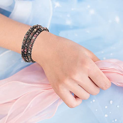 Genuine Stone Wrap Bracelets for Women Natural Crystal Beaded Wrap Bracelet 2/3/5 Adjustable Bohemian Bracelets Jewelry Gifts for Women Mom - color: rhodonite(3 wraps)