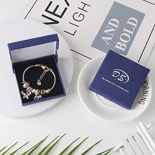 DS Charm Bracelets for teen girls exquisite cute cartoon friendship bracelet Gold Stainless Steel Bangle birthday Gift box Adjustable little girls kids jewelry holiday gifts - style: GOLD-2