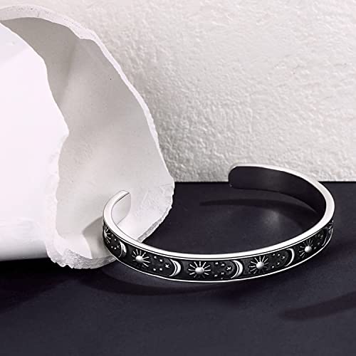 TONY & SANDY Inspirational Bracelets for Women Teen Girls Personalized Gifts for Daughter Granddaughter Mom Sister Friends Stainless Steel Engraved Cuff Birthday Easter Christmas - style: A - Graduation Gifts - Sun & Moon - Behind you, all your memories.