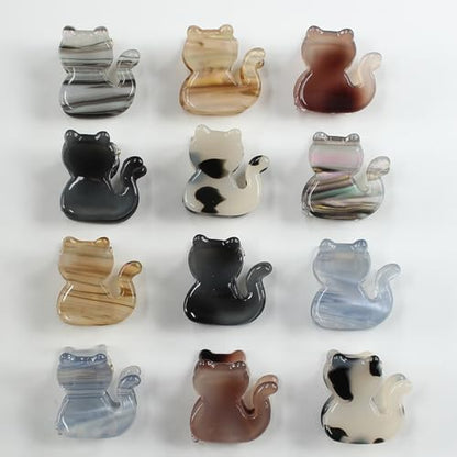 Mistofu 12PCS Mini Cat Hair Claw Clips, Acrylic Hair Clips for Women | Trendy Small Non-Slip, Aesthetic Acetate Clips for Girls & Women ,Cute Kawaii Classic Hair Claw - color: cat
