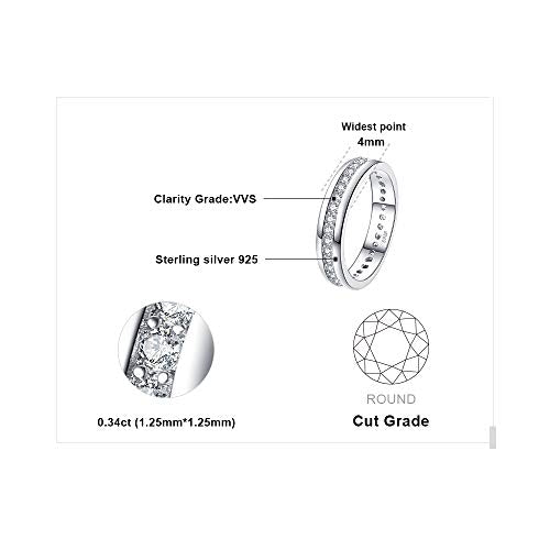 JewelryPalace Cubic Zirconia Eternity Wedding Bands For Women, 14K Yellow Rose Gold Plated 925 Sterling Silver Anniversary Promise Rings for Her, CZ Simulated Diamond Wedding Ring Jewelry Channel Set - color: 1-Sterling Silver