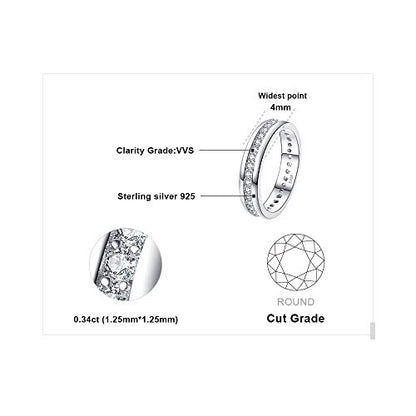JewelryPalace Cubic Zirconia Eternity Wedding Bands For Women, 14K Yellow Rose Gold Plated 925 Sterling Silver Anniversary Promise Rings for Her, CZ Simulated Diamond Wedding Ring Jewelry Channel Set - color: 1-Sterling Silver