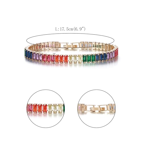 FANZE Gold Plated Cubic Zirconia Tennis Bracelets for Women Dainty Trendy Adjustable Bracelet Jewelry Gift for Ladies Wedding Mother Birthday Anniversary - style: Style 3-gold