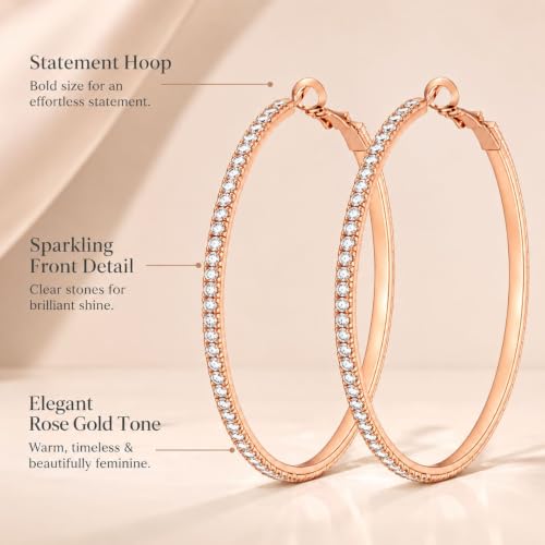 Big Chunky Gold Hoop Earrings for Women Beaded Large Statement Earrings Lightweight Fashion Jewelry Daily Wear Party Gift - color: D3:rose gold hoop 8cm