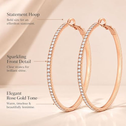 Big Chunky Gold Hoop Earrings for Women Beaded Large Statement Earrings Lightweight Fashion Jewelry Daily Wear Party Gift - color: D3:rose gold hoop 8cm