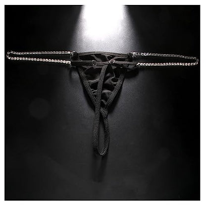 Rhinestone Waist Chain Thong Jewelry Summer Crystal Chain Thong Rhinestone Thong Panties Rave G String for Women - color: Silver