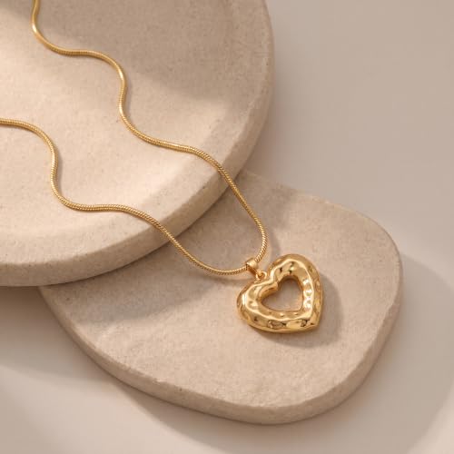 Boho Chunky Gold Statement Necklaces for Women Beach Jewelry Gifts | Versatile Everyday Wear, Pairs with Any Outfit, Ideal Gift for Any Occasion, Easy to Layer, Lightweight, Hypoallergenic - style: Hammered-Gold-D