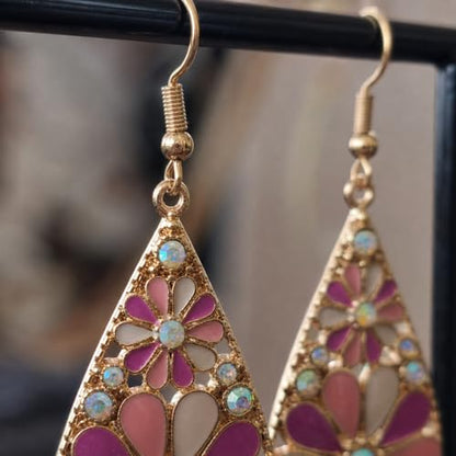 Colorful Green Teardrop Earrings for Women - Bohemian Style Enamel Dangle Earrings Lightweight Fashion Jewelry for Daily/Wedding/Party - color: Pink