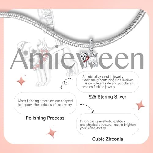 S925 Charms for Bracelets and Necklaces, Gifts for Mothers Nurses Day Graduation, for Girlfriend Family Friend, Bead Pendant, for Pandora, Silver 14K Gold Plated Enamel CZ, DIY Jewelry Making - style: D O G