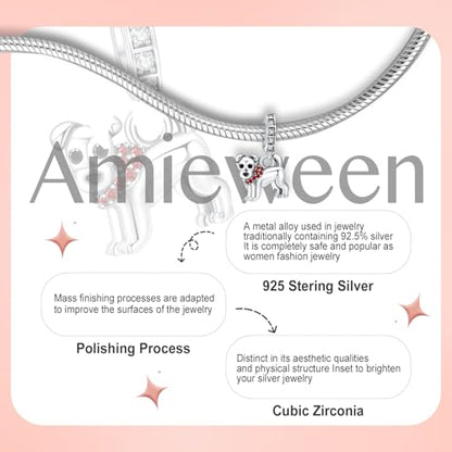 S925 Charms for Bracelets and Necklaces, Gifts for Mothers Nurses Day Graduation, for Girlfriend Family Friend, Bead Pendant, for Pandora, Silver 14K Gold Plated Enamel CZ, DIY Jewelry Making - style: D O G