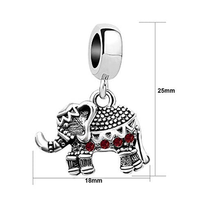 KunBead Elephant Birthstone Dangle Bead Birthday Charms Compatible with Pandora Bracelet for Women - color: January