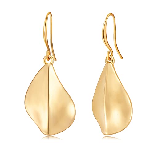 Gold Earrings 14k Gold Plated Hoop Earrings Dainty Pearl hoop Disc Coin Bead Starfish Teardrop Circle Dangle Drop Earrings for Women Hypoallergenic Jewelry Gifts - color: Geometric Earrings-Gold