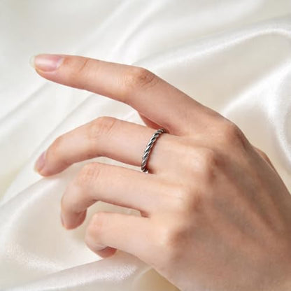2mm 18Pcs No Tarnish Stainless Steel Thin Rings | PVD Gold Plated, Fadeless, Waterproof, High Polish, Hypoallergenic - color: Silver