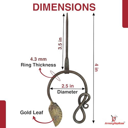 Armory Replicas™ Hand-Forged Viking & Celtic Cloak Pin Brooch – Medieval Fibula for Costumes, Reenactments, Cosplay & Historical Dress Accessories - style: Gold Leaf Ring