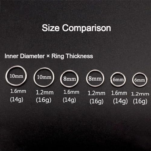 MOQIKAKA16G 18G 20G Surgical Steel Nose Septum Rings Hoops - Stainless Steel Hinged Clicker Segment Nose Rings Hoop Helix Cartilage Daith Tragus Sleeper Earrings, Ear Plugs Tunnels Gauges - color: Classic Gold 15PCS, size: 16g 12mm