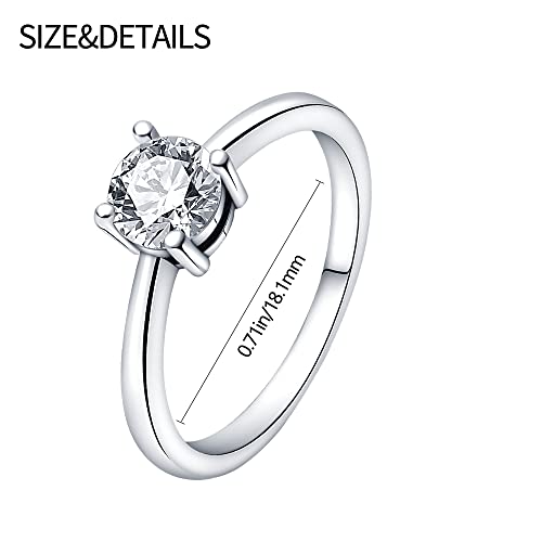 KUNSIR 925 Sterling Silver Rings Classic Cubic Zirconia Eternity Promise Statement Anniversary Wedding Bands Engagement Rings for Women Infinity Forever Love Ring Size 7-9 - style: Clear Stone Ring
