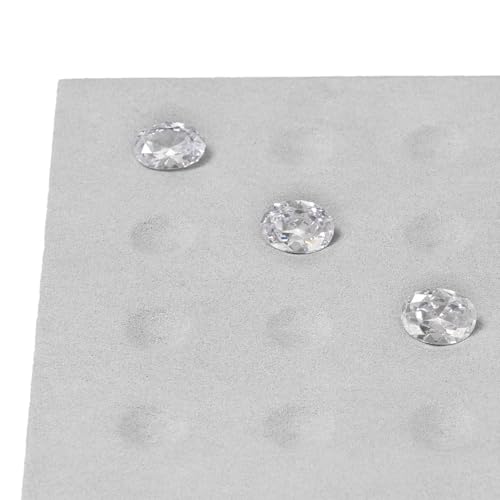 Microfiber Diamonds Gemstones Jewelry Display Organize Tray | Crystal Beads Holder for Stones Display Organizer Showcase Gray - size: 5.49" x 5.49" x 0.78"